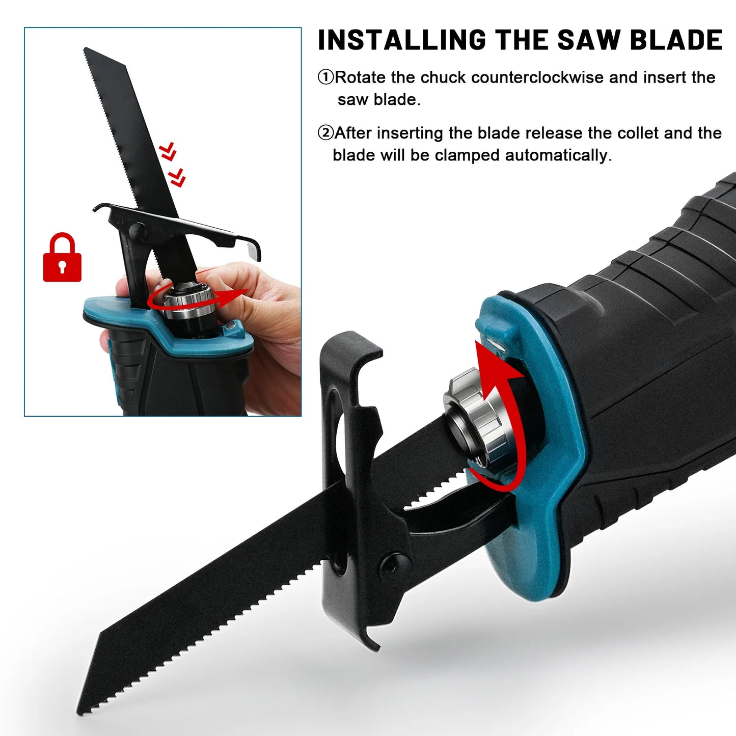 Makita Compatible 18V Gisam 3000W 10000SPM Electric Reciprocating Saw Electric Chainsaw Saber Saw Portable Cordless Tool For makita 18v battery pin
