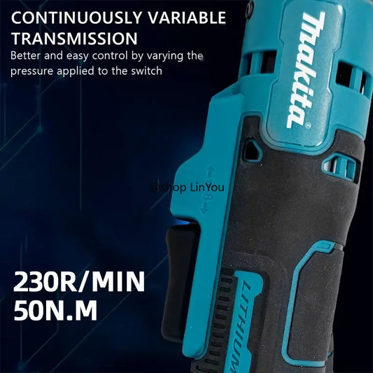 Makita 18V 1/2 or 3/8 Brushless Ratchet Right Angle Wrench Cordless Driver Multifunction Variable Speed Power Wrench LED Power Tools