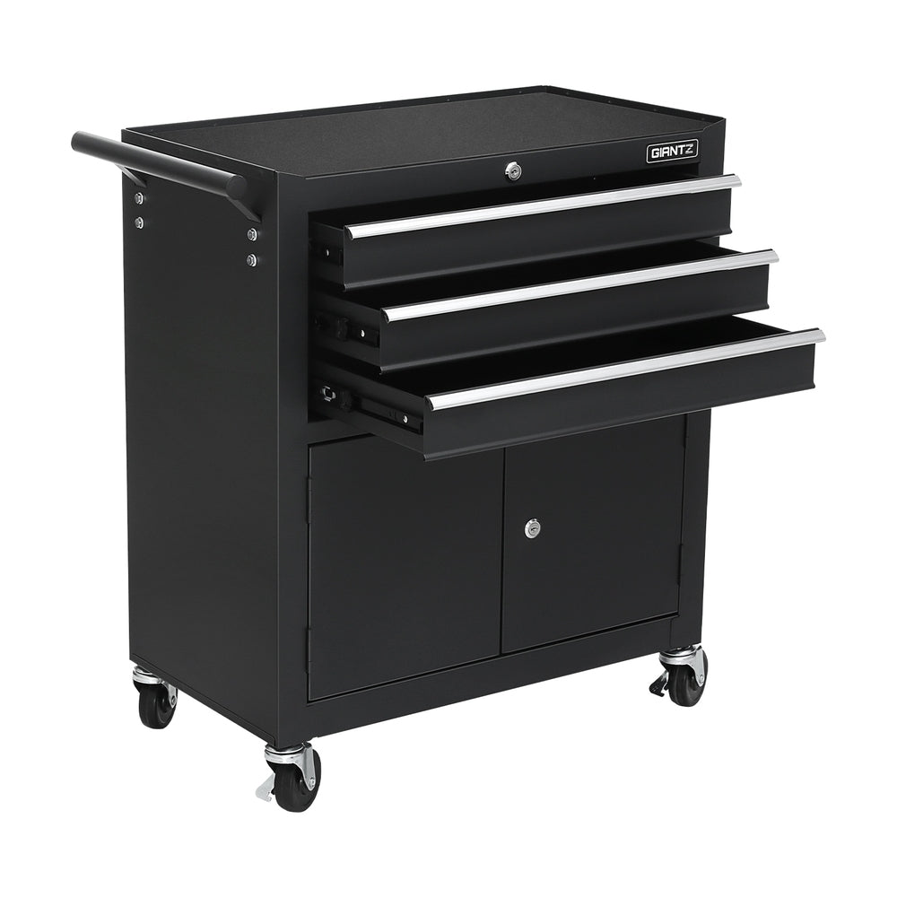 Giantz 3 Drawer Toolbox, Tool Chest and Cabinet, fully lockable- Black
