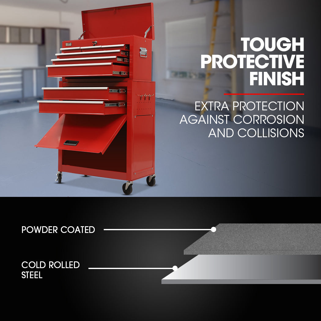 BULLET 8 Drawer Toolbox, Cabinet, Tool Chest -Red.