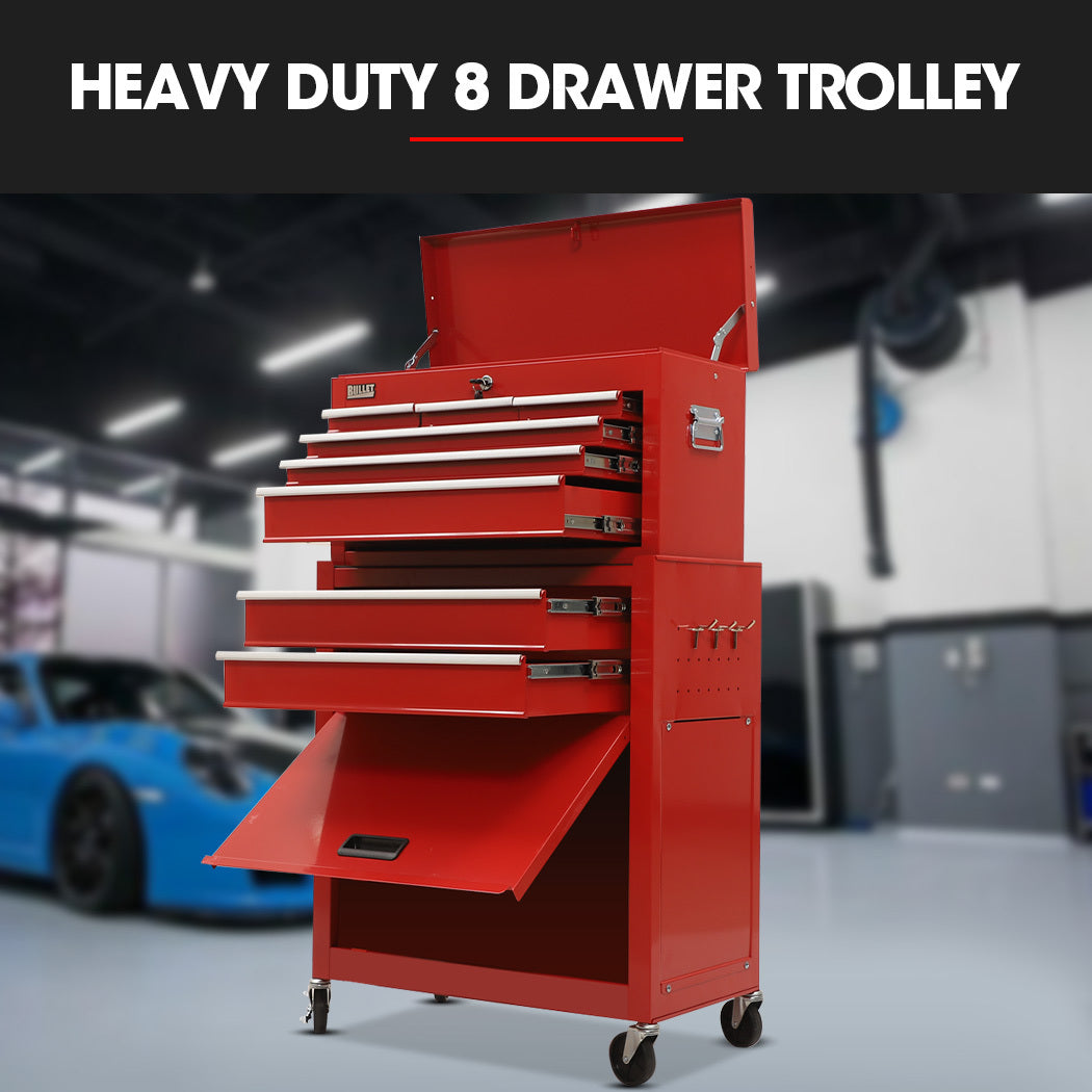 BULLET 8 Drawer Toolbox, Cabinet, Tool Chest -Red.