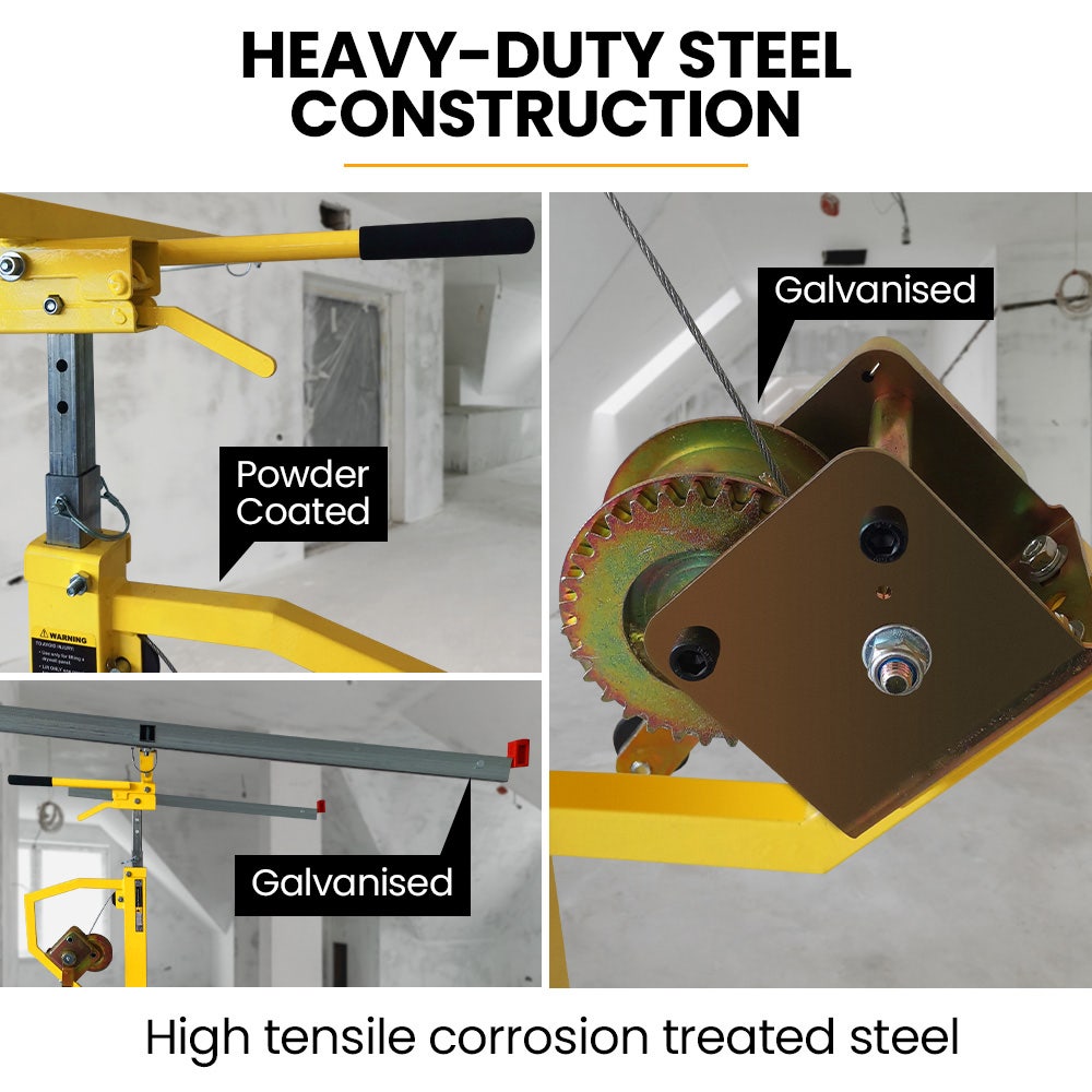UNIMAC Drywall / Plasterboard Panel Lifter, 1200 x 3600 68kg Max, Non-marking with Locking Castors