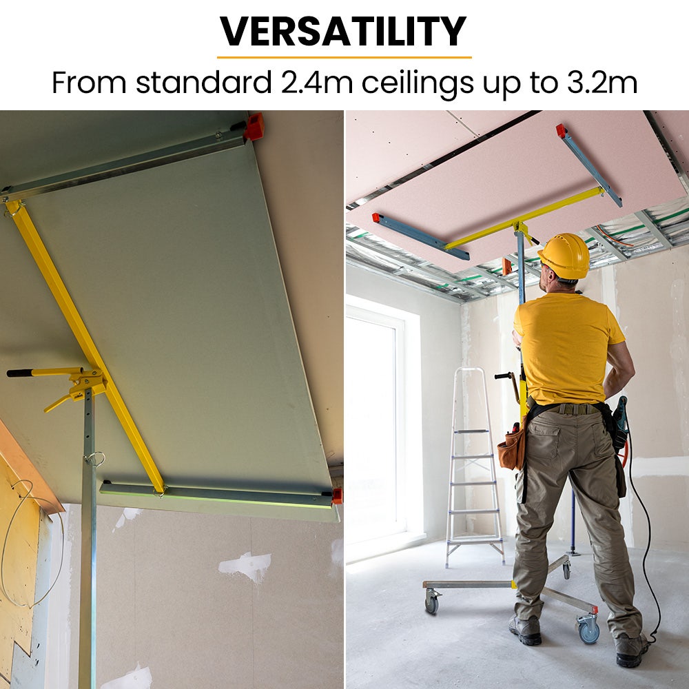 UNIMAC Drywall / Plasterboard Panel Lifter, 1200 x 3600 68kg Max, Non-marking with Locking Castors