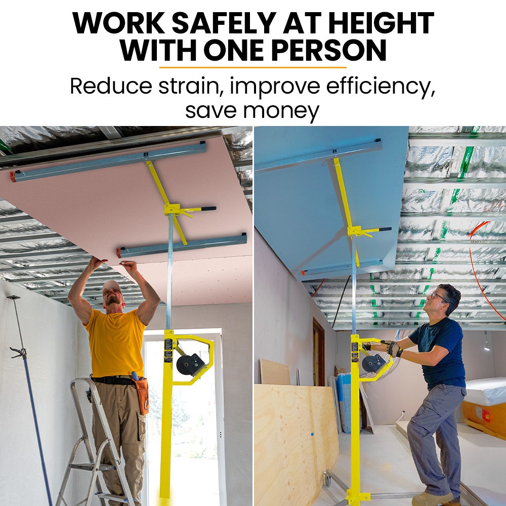 UNIMAC Drywall / Plasterboard Panel Lifter, 1200 x 3600 68kg Max, Non-marking with Locking Castors