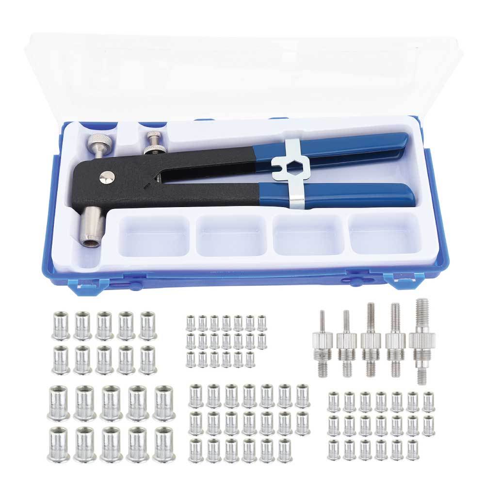 Rivet Kit 106 Pcs Threaded Nutsert Rivnut Nut Riveter Setter Rivets Box Set.