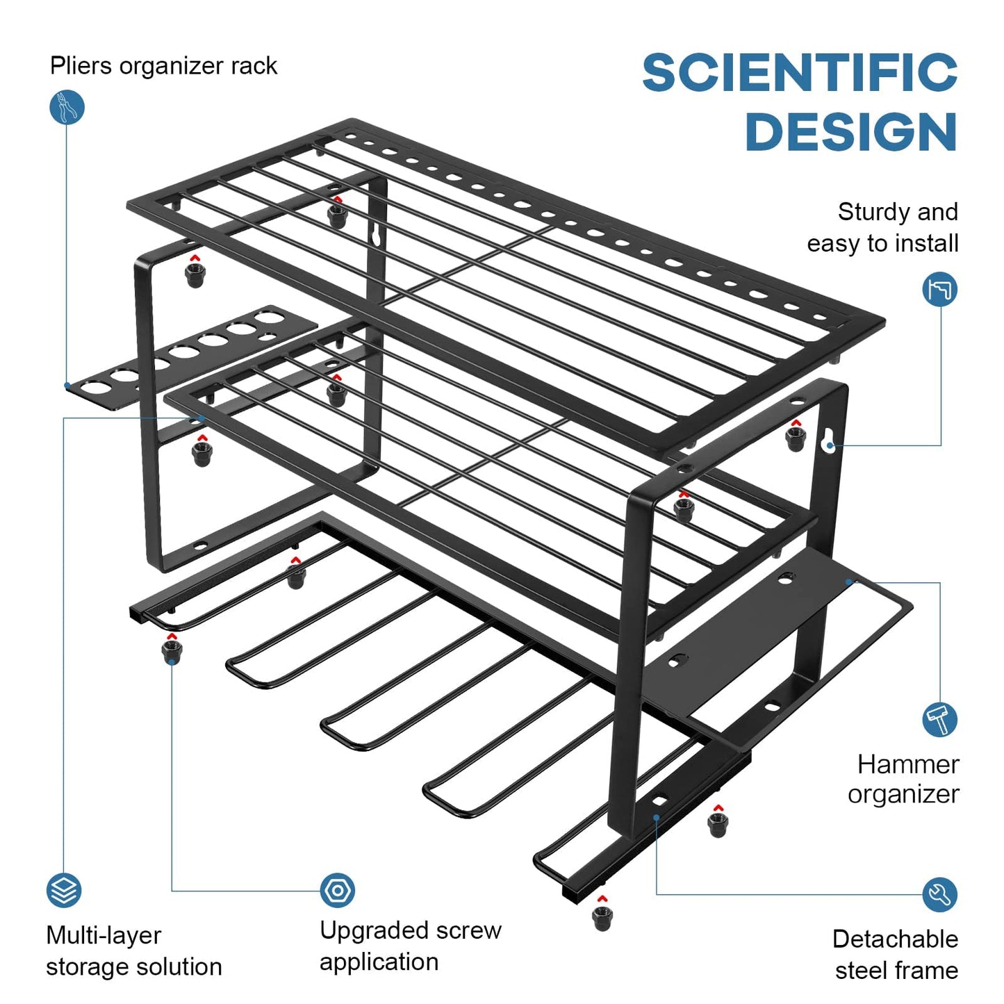 40cm Power Tool Organizer, 4 Layers Tool Storage Rack.