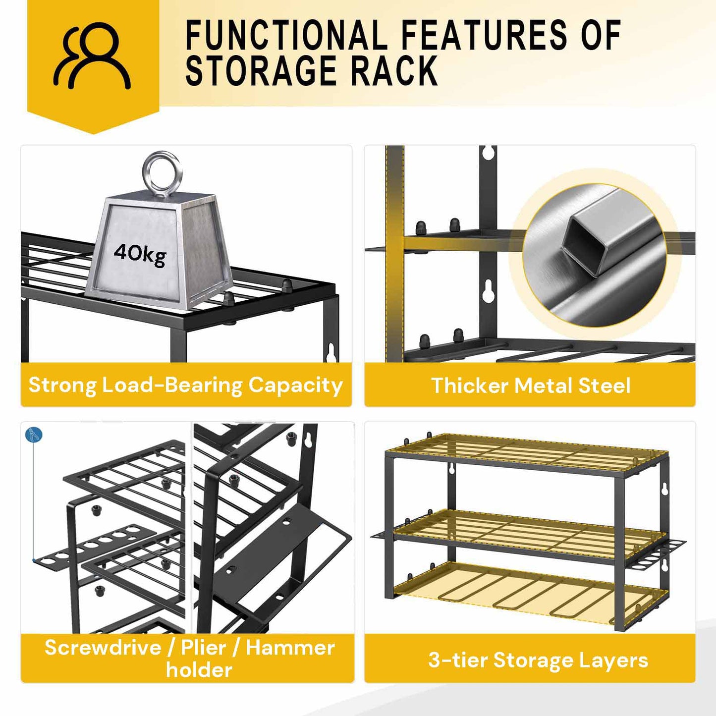 40cm Power Tool Organizer, 4 Layers Tool Storage Rack.