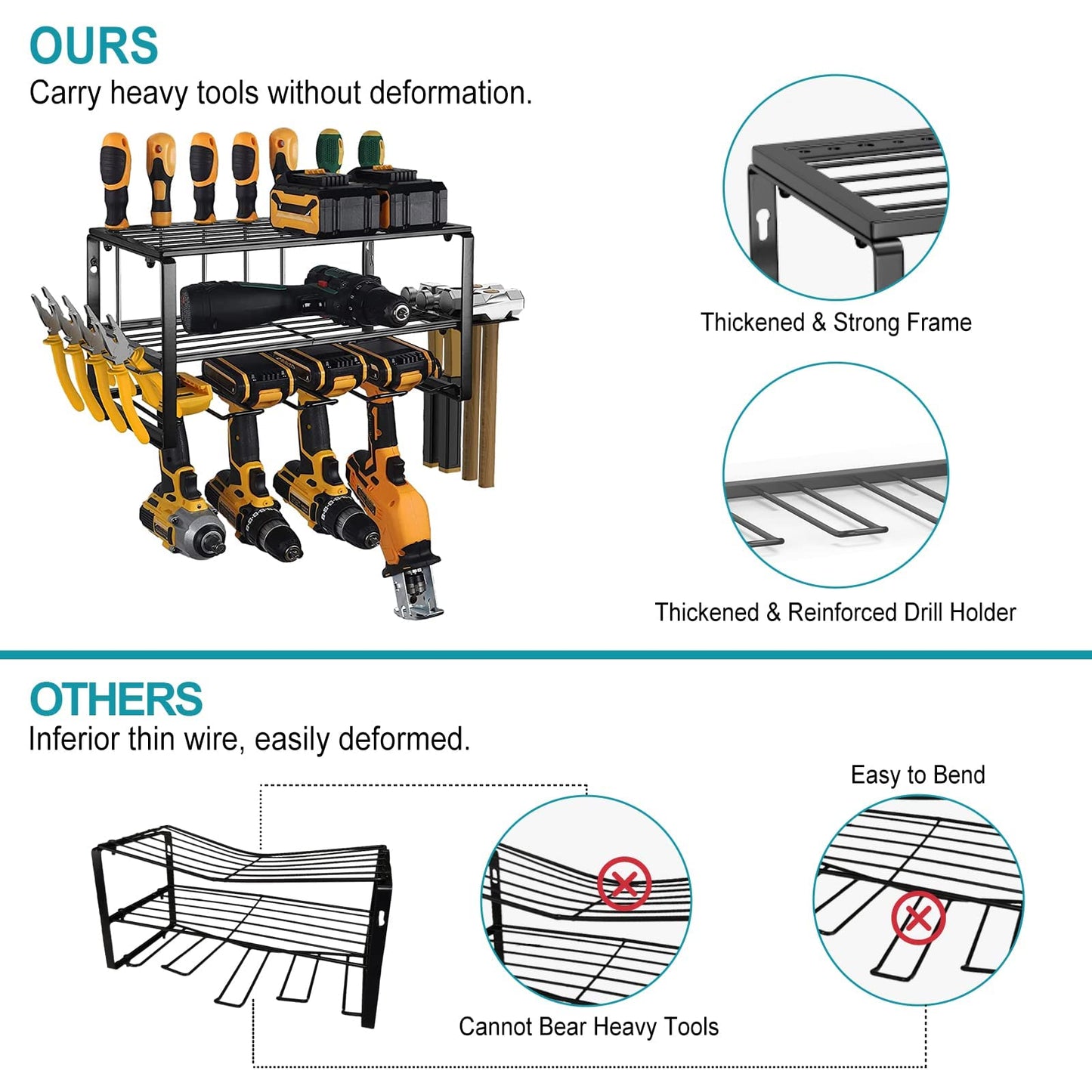40cm Power Tool Organizer, 4 Layers Tool Storage Rack.