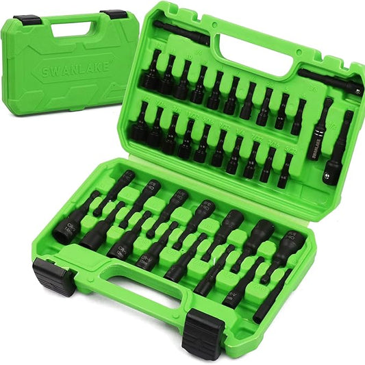 SWANLAKE 39PCS 1/4" Magnetic Hex Nut Driver Master Kit.