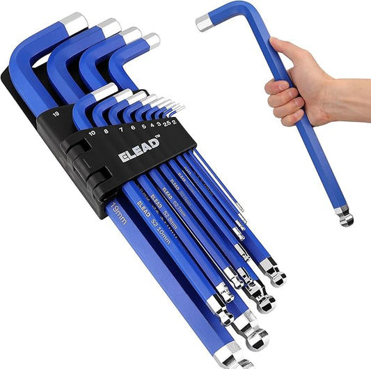 ELEAD Jumbo Hex Key Allen Set | 13-Piece Metric 2-19mm.