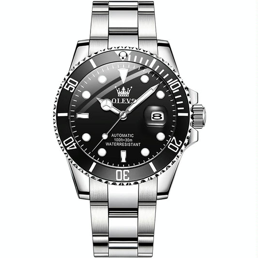 OLEVS Watch Waterproof Mechanical Watch for Men with Luminous Dial - Black