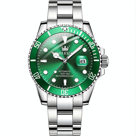 OLEVS Watch Waterproof Mechanical Watch for Men with Luminous Dial - Green