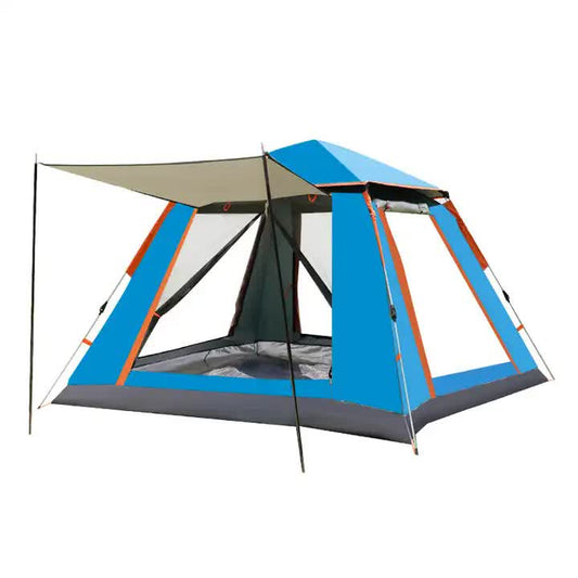 Tent Waterproof Camping tent with Awning - Size: 270x270x185cm, charming and sturdy for outdoor excursions (Blue)