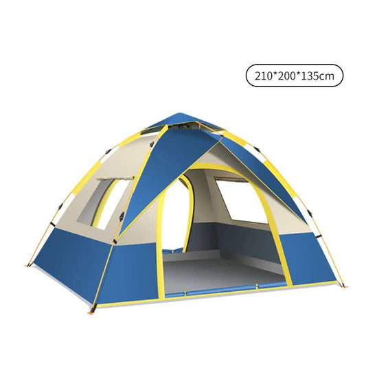 Tent Blue 3-4 Person Lightweight Camping Tent (210x200x135cm) | UV Protection Silver Coated, Dual Doors & Windows