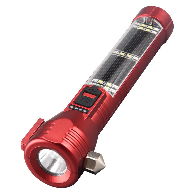 ***Free Shipping*** Multi-Functional Safety Flashlight– Rechargeable Waterproof Emergency Torch with USB Charging, High-Lumen for Outdoor and Survival Use (Red)