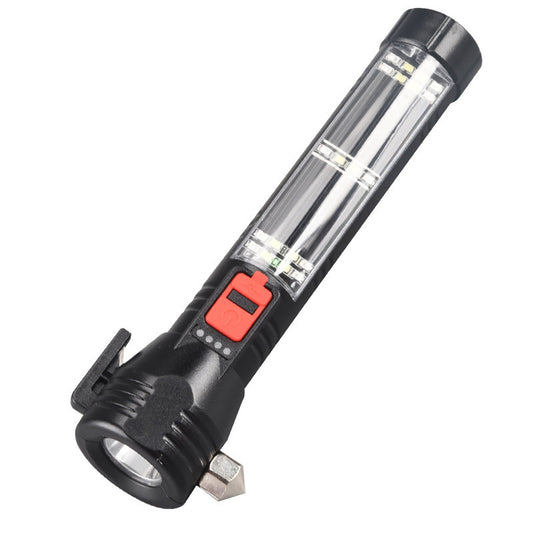 ***Free Shipping*** Multi-Functional Safety Flashlight- Rechargeable Waterproof Emergency Torch with USB Charging, High-Lumen for Outdoor and Survival Use (Black)