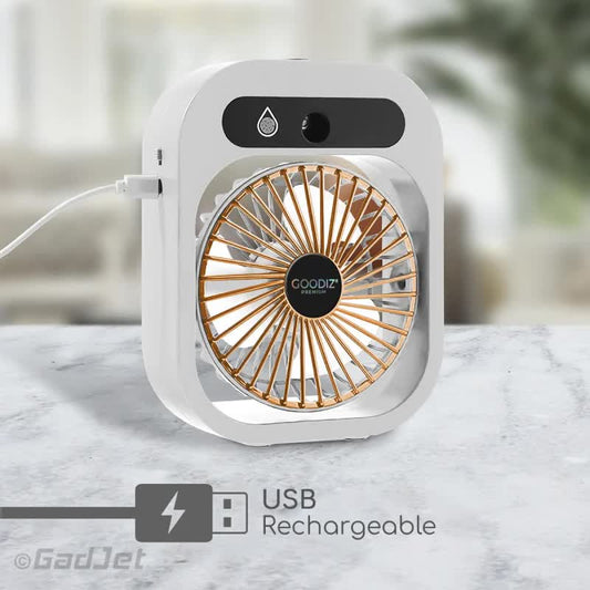 USB 2-in-1 Misting Fan & Humidifier Portable Cooling and Humidifying Solution White