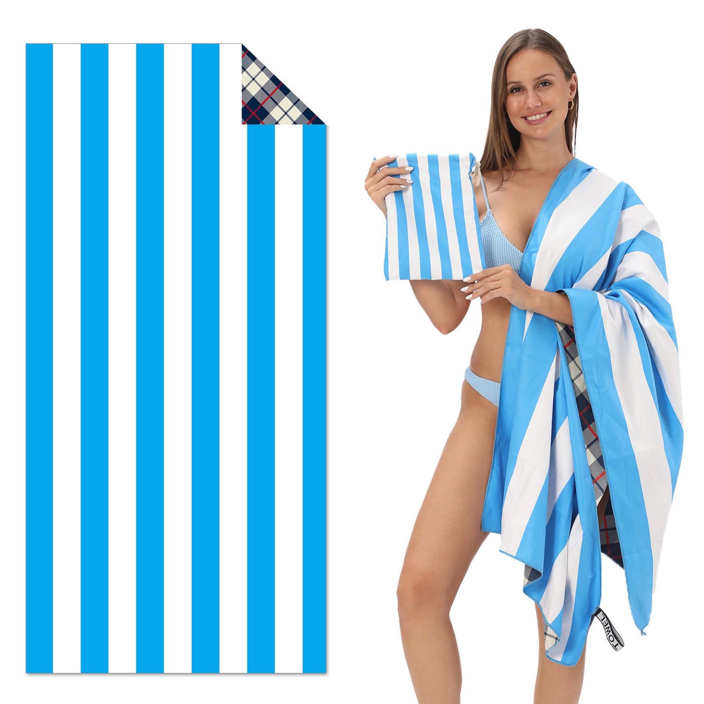 Double-Sided Printed Beach Towel - Soft Microfiber - 100x180cm