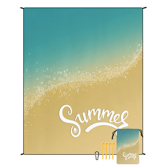 Blue And Brown Quick Dry Beach Mat Sand Proof Waterproof Outdoor Picnic Blanket - Compact & Lightweight