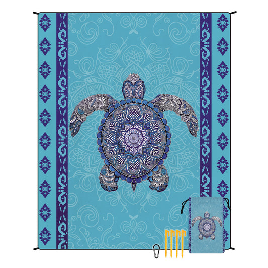Blue Quick Dry Beach Mat Sand Proof Waterproof Outdoor Picnic Blanket - Compact & Lightweight