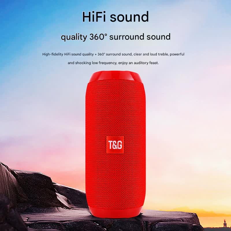 Portable Bluetooth Speaker Blue (orange stripes)- HiFi 360 Degree Audio Wireless Mini Speaker, Support Hands-free Calling