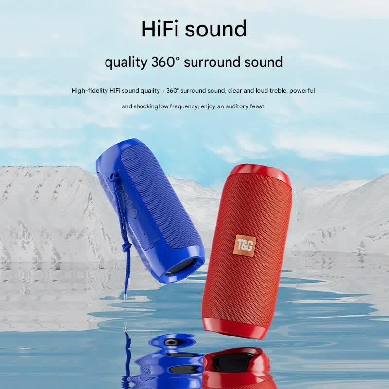 Portable Bluetooth Speaker Blue (orange stripes)- HiFi 360 Degree Audio Wireless Mini Speaker, Support Hands-free Calling