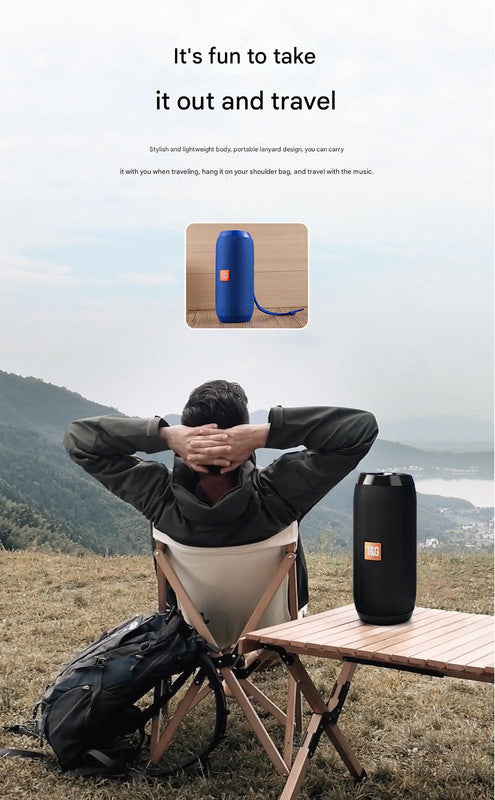 Portable Bluetooth Speaker Blue (orange stripes)- HiFi 360 Degree Audio Wireless Mini Speaker, Support Hands-free Calling