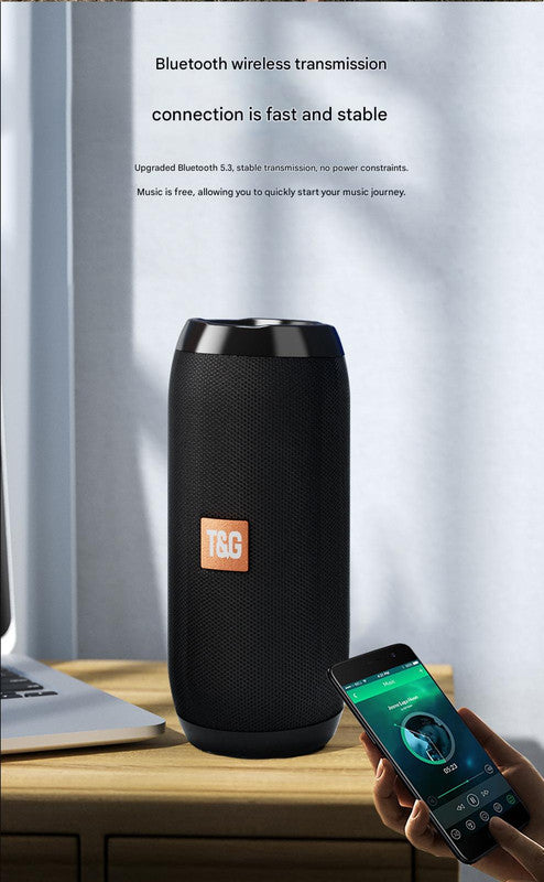 Portable Bluetooth Speaker Blue (orange stripes)- HiFi 360 Degree Audio Wireless Mini Speaker, Support Hands-free Calling