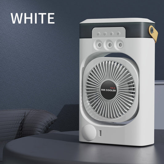 Mist Misting fan 3-in-1 Portable Air Cooler Fan - Desktop Humidifier & LED Light, Nano Mist White