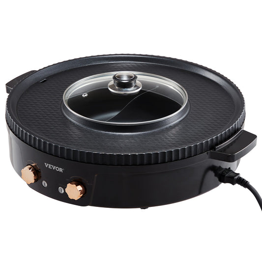 Hot Pot with Grill 1800W 2-in-1 Electric Smokeless Grill and Hot Pot VEVOR