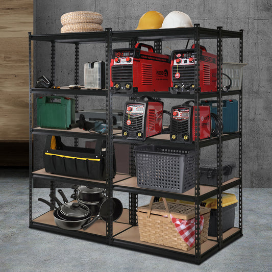 Garage Shelving - Giantz 4x1.8M x 0.9M Garage Shelving Warehouse Rack Pallet Racking Storage Shelve Black