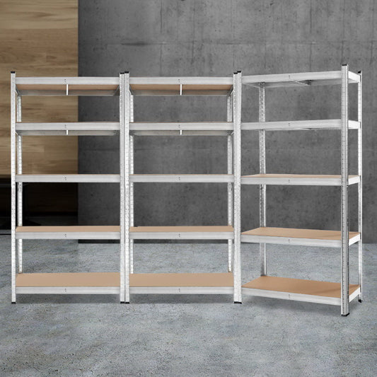 Garage Shelving - Giants 3x1.8M x 0.9M Warehouse Shelving Rack Racking Garage Storage Shelves- Silver