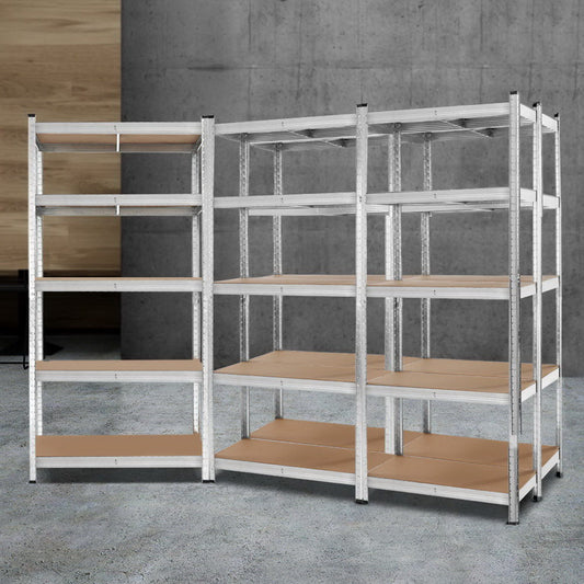 Garage Shelving - Giantz 5x1.8M x 0.9M Garage Shelving Warehouse Rack Pallet Racking Storage Shelf Silver