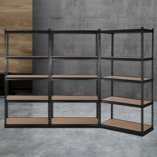 Garage Storage - Giantz 3x1.5M x 0.7M Warehouse Shelving Racking Storage Garage Shelves Rack- Black