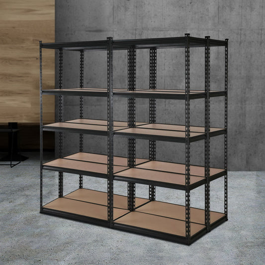 Garage Shelving - Giantz 4x1.5M x 0.7M Garage Shelving Warehouse Rack Pallet Racking Storage Shelve Black