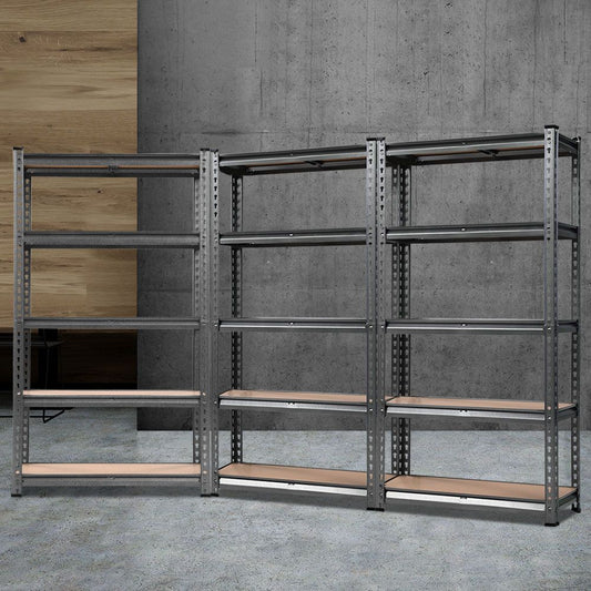 Garage Shelving - Giantz 3x1.5M x 0.7M Garage Shelving Warehouse Rack Pallet Racking Storage Charcoal