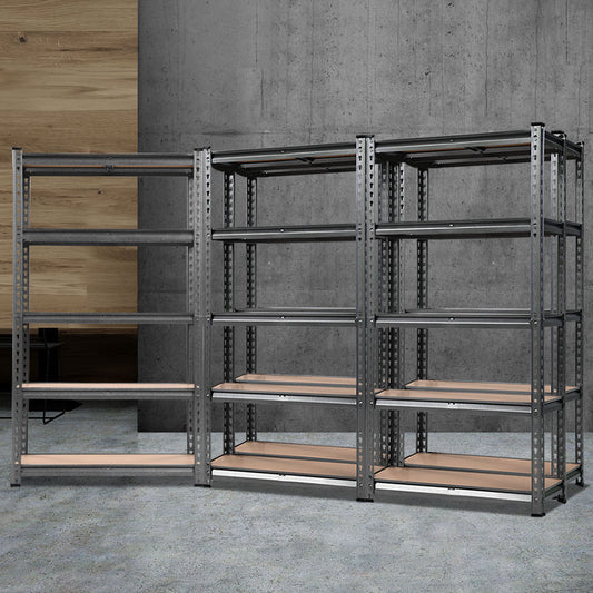 Garage Shelving - Giantz 5x1.5M x 0.7M Garage Shelving Warehouse Rack Pallet Racking Storage Charcoal