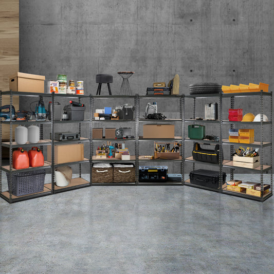 Garage Shelving - Giantz 6X1.5M x 0.7M Garage Shelving Warehouse Rack Pallet Racking Storage Shelves Charcoal