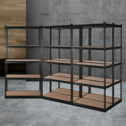 Garage Shelving - Giantz 5x1.8M x 0.9M Garage Shelving Warehouse Rack Pallet Racking Storage Shelve Black