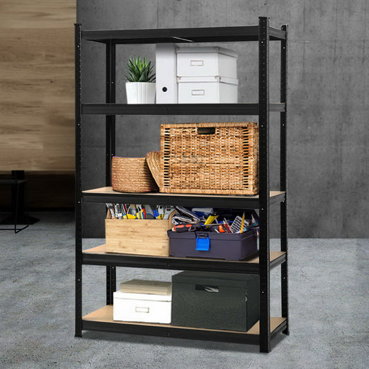 Garage Shelving - Giantz 1.8M x 0.9M Warehouse Racking Rack Shelving Garage Storage Steel Metal Shelves- Black