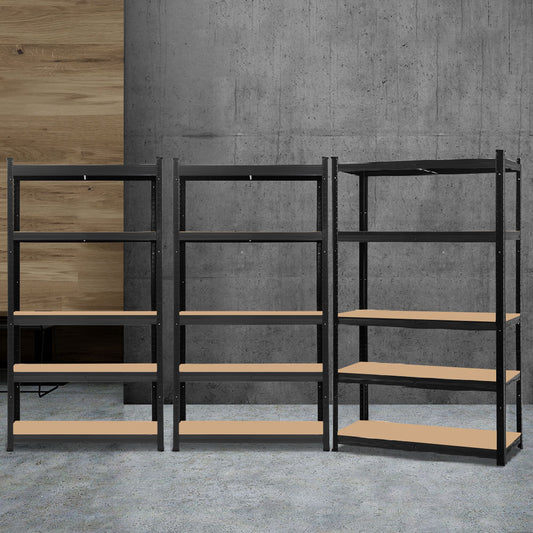 Garage Shelving - Giantz 3x1.8M x 0.9M Garage Shelving Warehouse Rack Pallet Racking Storage Shelf Black