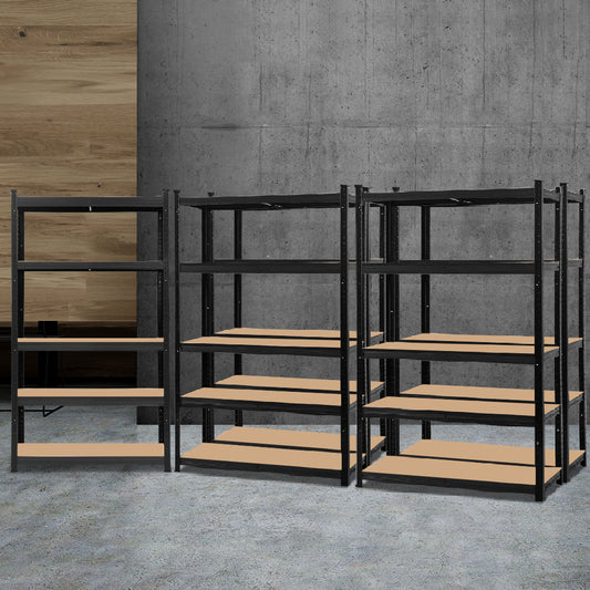 Garage Shelving - Giantz 5x1.8M x 0.9M Garage Shelving Warehouse Rack Pallet Racking Storage Shelf Black